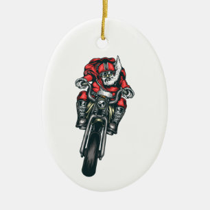 Ornamento de feriado en motocicleta de Santa Claus