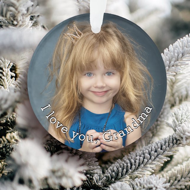 Ornamento de festividad de foto de nieto (Personalize with your photo for a custom gift for Grandma.)