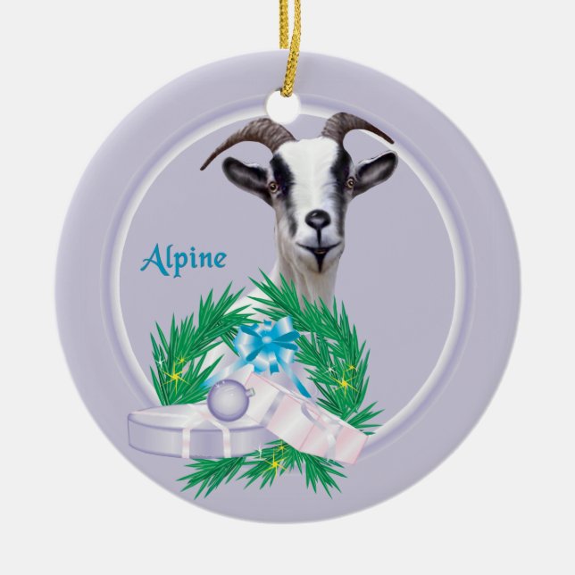 Ornamento de festividad de guiso de cabra alpina (Frente)