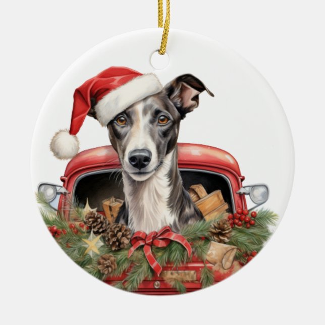 Ornamento de festividad de Whippet (Frente)