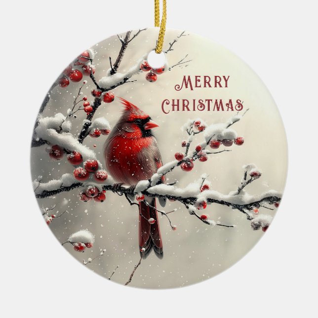 Ornamento de festividad del cardenal rojo navidade (Frente)