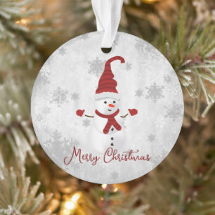 Ornamento de festividad Red Cute Snowman