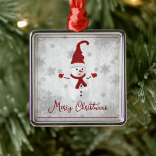 Ornamento de festividad Red Cute Snowman