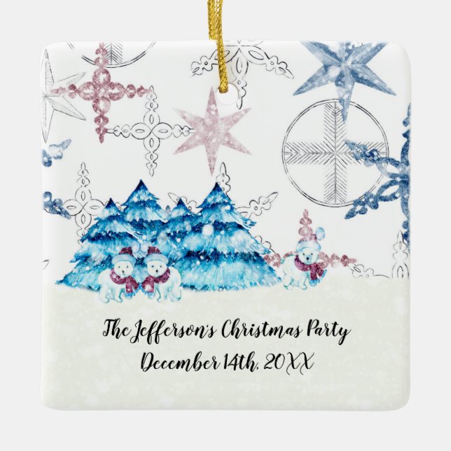 Ornamento de Fiesta navidad con hombres de nieve (Anverso)