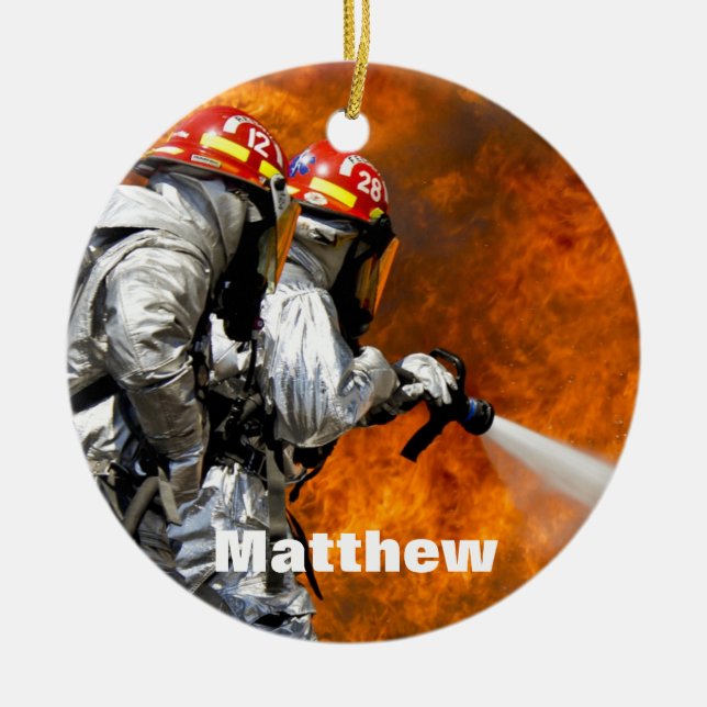 Ornamento de Fireman personalizado (Frente)