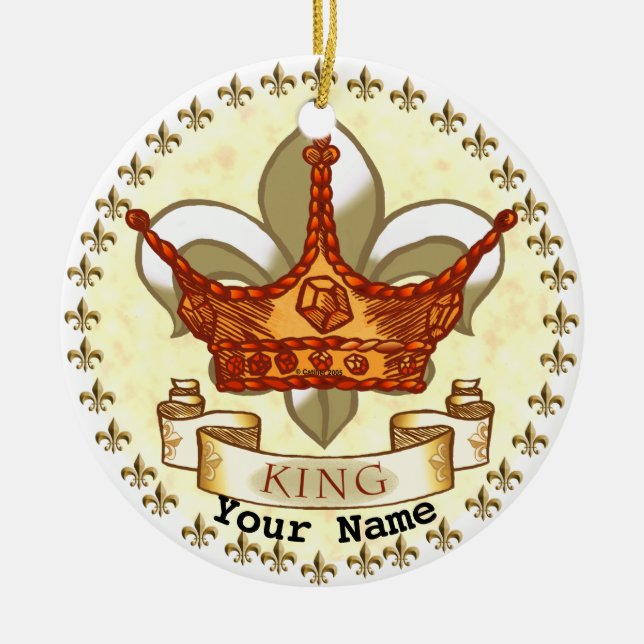 Ornamento de Fleur De Lis Crown King Dad (Frente)