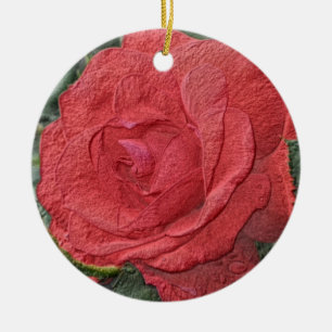 Ornamento de flor de lápiz rojo rosa