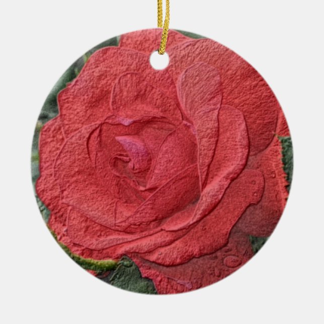 Ornamento de flor de lápiz rojo rosa (Frente)