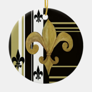 Ornamento de flor de lis de oro y negro