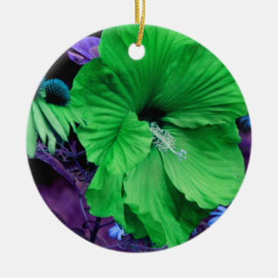 Ornamento de flor verde hibiscus