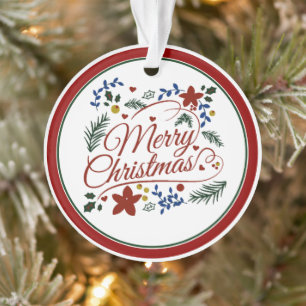 Ornamento de Floral Merry Christmas