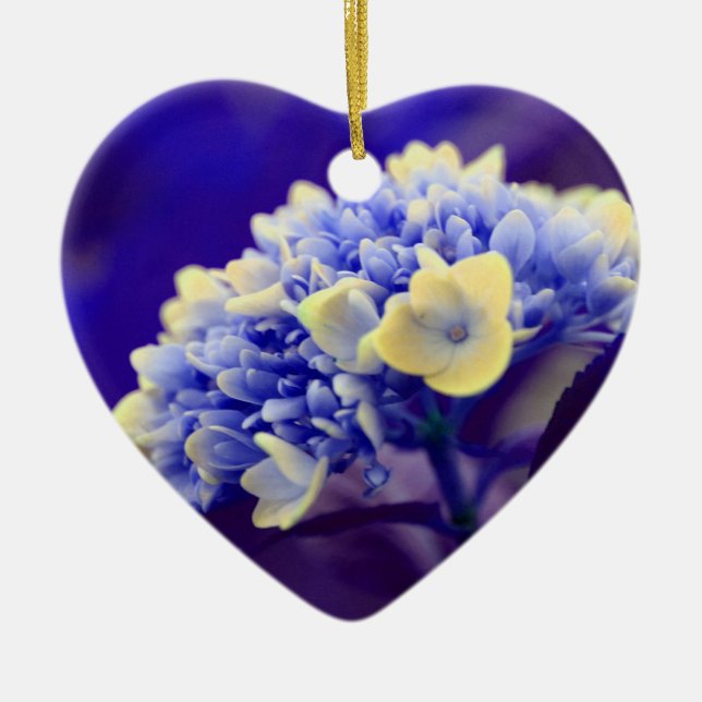 Ornamento de flores de hidrangea azul eléctrico (Frente)