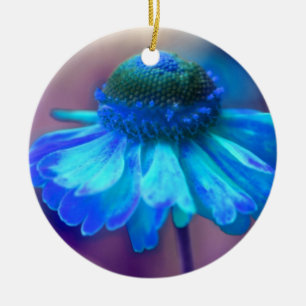 Ornamento de flores de zinnia azul suave