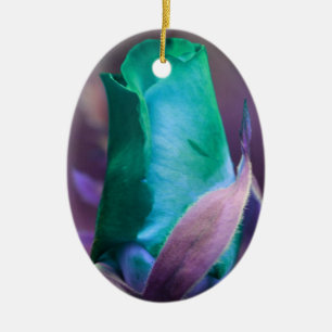 Ornamento de flores turquesa rosebud