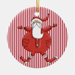 Ornamento de fondo de Silly Santa on Stripe
