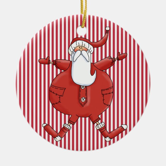 Ornamento de fondo de Silly Santa on Stripe (Frente)