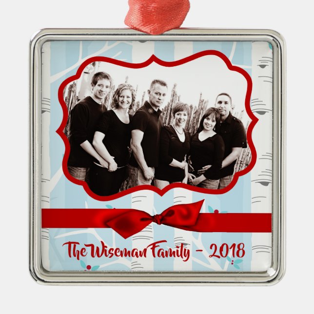 Ornamento de foto de árbol de birch Navidades pers (Frente)