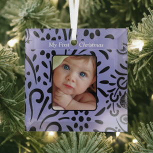 Ornamento de foto de Baby Girl Lavender