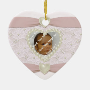 Ornamento de foto de bebé de Pearl Pink Pastel Lac