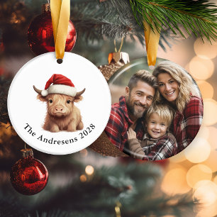 Ornamento de foto de cerámica de vaca Highland