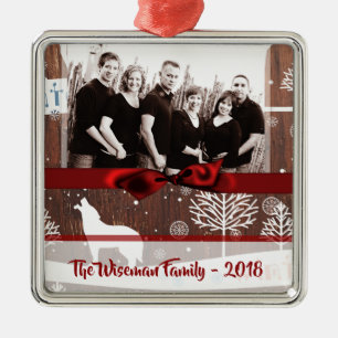 Ornamento de FOTO de Lobo Wood Navidades personali
