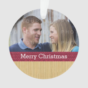 Ornamento de foto de Navidades Rústicos Rosa