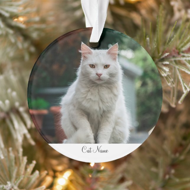 Ornamento de foto de nombre de gato personalizado (Árbol)