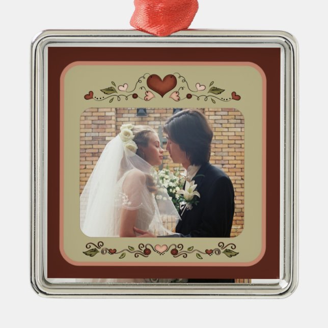 Ornamento de foto de Personalizable de corazones e (Frente)