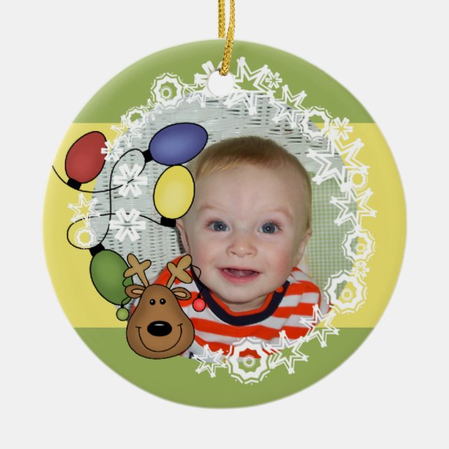 Ornamento de foto de Personalizable de luces de re (Frente)