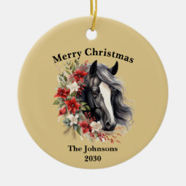 Ornamento de foto de Rustic Farm Horse Christimas