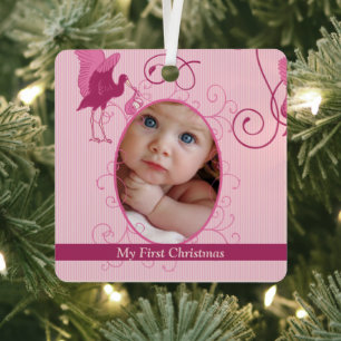 Ornamento de foto de una niña pequeña con estadíst