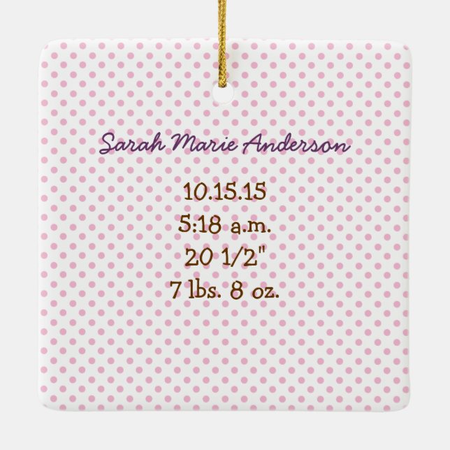 Ornamento de foto de una niña pequeña con estadíst (Reverso)