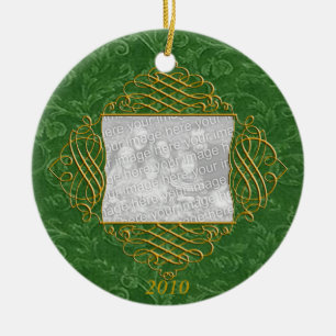 Ornamento de foto familiar de filigrí verde