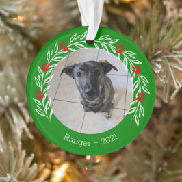 Ornamento de foto Mascota elegante de Green Holly