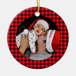 Ornamento de foto Personalizado de Buffalo Plaid