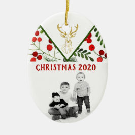 Ornamento de fotografía de reno geométrico moderno