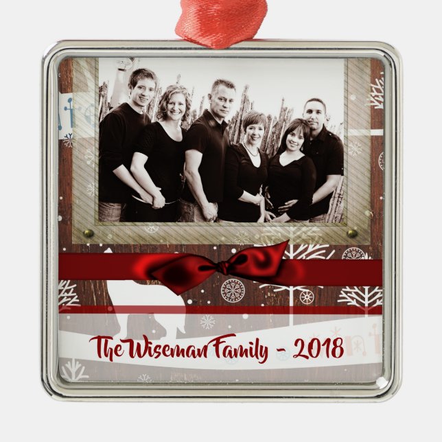 Ornamento de fotografía de venado de madera para N (Frente)