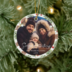 Ornamento de fotografía familiar de Navidades eleg