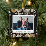 Ornamento de fotos botánicas<br><div class="desc">Ornamento de fotos botánicas. Celebra la temporada con nuestro adorno de la colección de tarjetas de vacaciones de Navidades botánicos Black Boho. Con espacio para dos fotos, una en la parte delantera y la trasera, este adorno capta la elegancia festiva. Personalízalo con fotos preciadas y añade un toque especial a...</div>