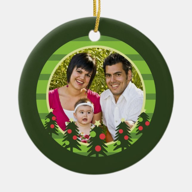 Ornamento de fotos de árboles de navidad de Feliz (Frente)