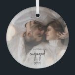 Ornamento de fotos de compromiso moderno minimalis<br><div class="desc">Elegante Minimalista moderno adorno comprometido,  personalizado con tu foto!</div>