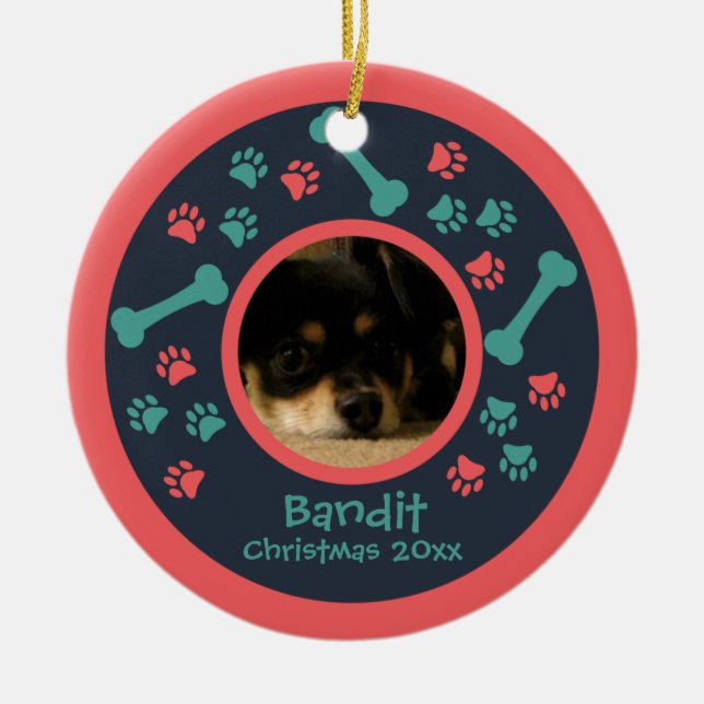 Ornamento de fotos de dibujos de perros (Frente)