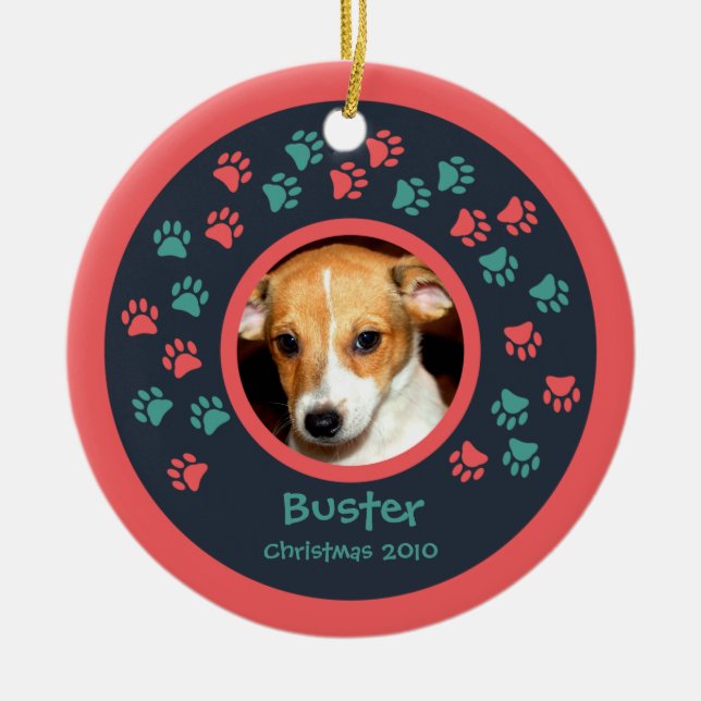 Ornamento de fotos de dibujos de perros (Frente)