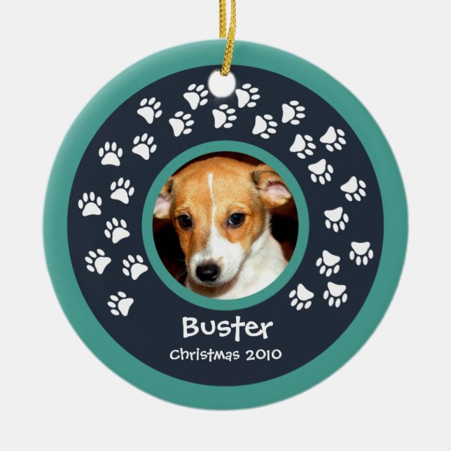 Ornamento de fotos de dibujos de perros (Frente)