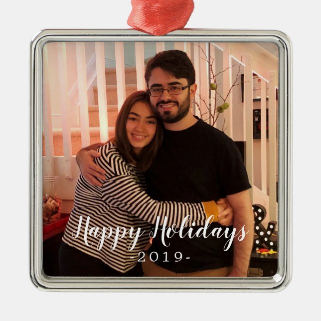 Ornamento de fotos de Felices Fiestas (Frente)