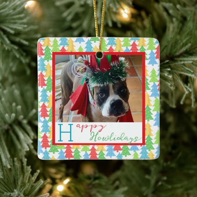 Ornamento de fotos de Happy Howlidays (Árbol)
