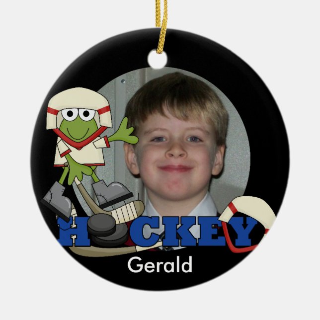 Ornamento de fotos de hockey sobre rana (Frente)