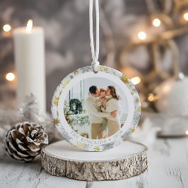 Ornamento de fotos de la familia de copos de nieve