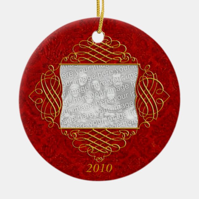 Ornamento de fotos de la familia roja (Frente)