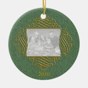 Ornamento de fotos de la familia verde